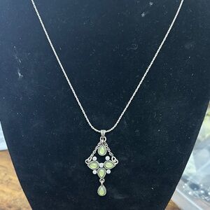 1928 Silver Necklace with Green Accents